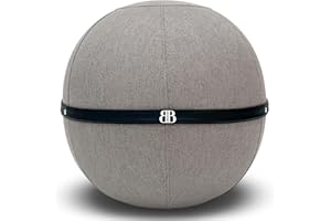 The Bliss Ball Siège Ballon - Ballon Ergonomique Bureau & Yoga - Chaise Ballon Anti Mal de Dos - Assise Dynamique & Posture Renforcée - Capacité 180Kg - Housse Lavable Anti-Dérapante (Gris)
