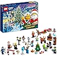LEGO 60381 City Calendario de Adviento 2023 con 24 Regalos, Inc. Figura de Papá Noel y Renos, y un Tapete de Juego de Pueblo 