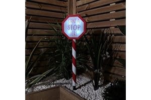 Samuel ALEXANDER 55cm Battery Operated Light up Santa Stop Here LED Christmas Sign