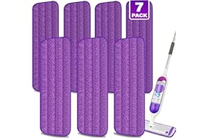 7 Pack Reusable Microfibre Mop Pads for Spray Mops - MEXERRIS Spray Wet Mop Pads Washable Reusable for 13''-15'' Spray Floor Mops - Mopping Pads for Hardwood Tile Wood laminate Vinyl