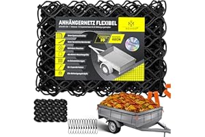 KESSER® Filet de Remorque 2 x 3 m Extensible à Mailles Fines - Suspension Avec Corde de Serrage et Cordon Pour Sécuriser le Chargement - Sécurité Élastique - Marquages