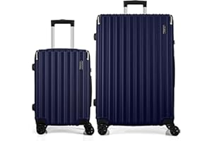 FLIEE Luggage | Lightweight Hard Shell Suitcases | 4 Silent Dual Spinner Wheels | TSA 3 Digit Combination Lock | Aluminium Telescopic Handle | Luggage | (Blue, Cabin 20" + Large 28")