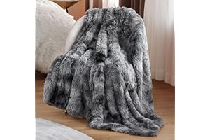 BEDSURE Przytulny koc - puszysty koc Sherpa, ciepły koc na sofę, gruby futrzany koc na kanapę, puszysty koc ze sztucznego futra, szary, 150 x 200 cm
