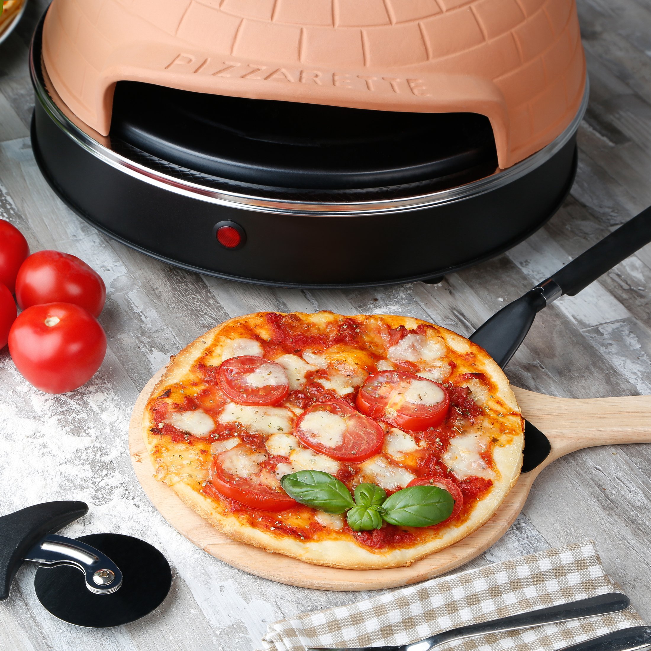 18/8 Stainless Steel Resistencia Circular Pietra 32 CM Rosso SPICE SPP029-R  Horno Pizza Diavola y Caliente con Piedra refractaria 400 Grados Hogar y  cocina Pequeño electrodoméstico