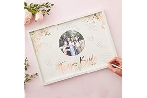 Ginger Ray Rose Gold Foiled Team Bride Hen Party Frame Guest Book or Wedding Gift, Floral