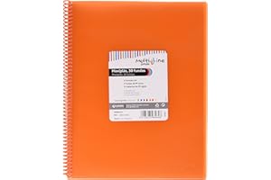 Grafoplás | Carpeta 30 Fundas Transparentes A4 | Color Naranja | Espiral PVC | Tapas Polipropileno | Gomas de Cierre | Maxiplás Multiline