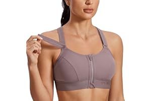 SYROKAN Biustonosz sportowy damski z wysokim wsparciem zapinany z przodu na zamek regulowany duży biust bez fiszbin usztywniany