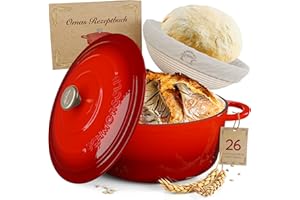 SUSANI SCHMORGOLD Brotbackform 26cm inkl. Gärkorb - Gusseisen Topf zum Brot Backen - emaille Topf, Schmortopf Gusseisen, Brottopf, Brot Backen Zubehör