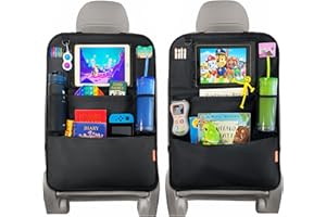 Huckaboo Autositz-Organizer Kinder – Rücksitz-Organizer mit Fächern & Tablet-Halter, Schwarz, 2 Stück
