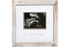 Pearhead Love at First Sight Sonogram Picture Frame, Gender Neutral Ultrasound Keepsake, Ideal Pregnancy Gift, Baby Shower and Nursery Decor, Farmhouse Rustic