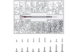 QOOSIKICC 500 Pcs Small Screws Set, M1.2 M1.4 M2 Micro Mini Tiny Pan Head Stainless Steel Watch Computer Glasses Repair Screws for Laptop Sunglasses Spectacles (L)