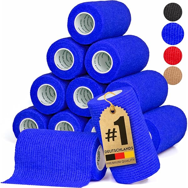 Lot De 12 Bandages Cohésifs Auto-Adhésifs Colorés 10 Cm X 4,5 M - Parfait Pour Sport, Premiers Secours, Voyages Et Vétérinaire Chevaux Chiens