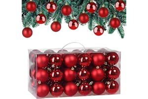 ‎DEUBA Deuba® Weihnachtskugeln 54tlg Ø 6cm Kunststoff matt glänzend Christbaumkugeln Christbaumschmuck Anhänger Weihnachtsbaumkugeln Weihnachtsdeko Rot