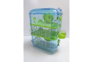 Fantazia Large Hamster Cage With Sparkly Glitter In Plastic (3 Storey, Blue & Lime)