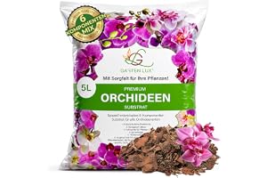 Garten Lux Premium orkidéjord 5 L-6-komponenter orkidésubstrat för hälsosam tillväxt och optimal vård av dina orkidéväxter