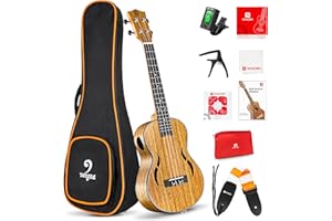 Vangoa 23 pouces Ukulélé de Concert Bois de Noyer Hawaii Ukulélé Acoustique pour Débutants Adultes avec Sac, Naturel