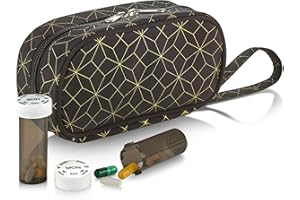 MEDCA Pastillero y organizador de frascos de píldoras - Bolsa de transporte para frascos de píldoras semanales y diarias con 3 frascos diarios adicionales