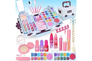 Lubibi Set Trucco Lavabile per Bambini con Valigetta,Testati per la Sicurezza Kit di Cosmetici Veri per Bambini Regalo di Compleanno di Natale Giocattolo per Ragazze età 3456789