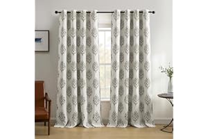 Elrene Home Fashions Navara Medallion Room Darkening Window Curtain Panel, 52" x 84" (1, Gray