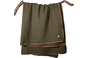 EKTOS 100% Wool Blanket, 2.5 lbs, Warm, Thick, Washable, Throw Size 50" x 60" | Perfect for Camping, Outdoor Adventures, Sporting Events, Survival & Emergency Kits (Olive Green)