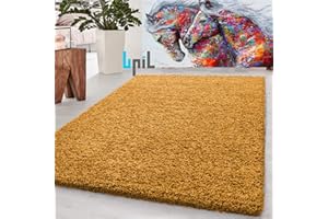 BPIL Soft Anti-Skid Large Small Shaggy Area Rug Mustard Color Thick Pile Shaggy Rug 120x170cm