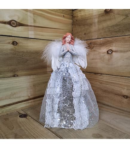 Angelo Per Punta Albero Di Natale In Argento 40 Cm – Decorazione Natalizia Elegante E Lucente Per La Cima Del Tuo Albero