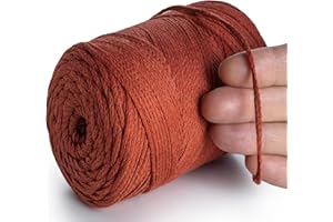 MeriWoolArt® Filo di Macramè Terra 2 mm x 250 m Corda di Cotone Riciclato, Cotone Morbido per la Realizzazione di Appendi Piante, Gioielli, Borse all'Uncinetto