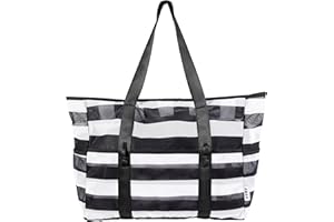 KUAK Mesh Beach Bag Extra Large Lightweight Foldable Printed Mesh Tote Bags with 9 Pockets, Zip Closure, Inner Waterproof Pocket for Swim Pool Shopping Picnic Family Vacation Travel