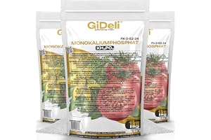 GiDeli Kaliumfosfat MKP 3 x 1 kg - Kristallint, Vattenlösligt PK-gödsel | Bladgödsel och markgödsel för blomning och fruktsättning, löses helt utan rester, för grönsaker och fruktträd