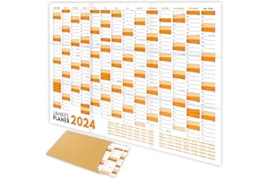 MAFAB PRODUCTS XXL Wandkalender 2024 groß (90x60cm) - Jahresplaner 2024 quer als Kalender für die Wand - Jahreskalender für 14 Monate mit Ferienübersicht - Kalender gefalzt für das Büro