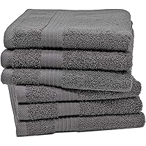 ZOLLNER Set van 6 handdoeken in 50 x 70 cm, absorberende douchehanddoeken in grijs, met praktische ophanglus, met moderne dieptestrips, wasbaar tot 60 °C, katoen, hotelkwaliteit ZOLLNER Set van 6 handdoeken in 50 x 70 cm, absorberende douchehanddoeken in grijs, met praktische ophanglus, met moderne dieptestrips, wasbaar tot 60 °C, katoen, hotelkwaliteit