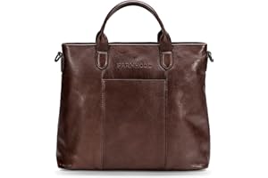 FARMHOOD Memphis Damen/Herren Leder Handtasche | Henkeltasche mit Laptopfach und abnehm-& längenverstellbarem Riemen | 37 cm große Tragetasche mit Hauptfach, Steckfächer & Reißverschluss