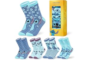 Disney Stitch Womens Calf Length Socks for Women Teenagers Soft Stretchy Socks Pack of 5 - Gifts for Women