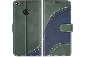 BoxTii Funda para Huawei P8 Lite 2017, Funda de PU Cuero para Huawei P8 Lite 2017, Magnético Carcasa Libro con Ranuras para Tarjetas, Verde