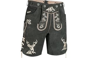 PAULGOS Herren Trachten Lederhose HK4 + Träger, Echtes Leder, Gr. 44-60