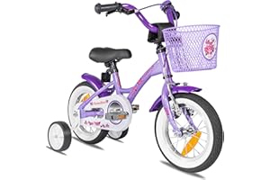 PROMETHEUS BICYCLES Kinderfahrrad ab 3 Jahren - Mädchenfahrrad 12 Zoll Kinder Fahrrad Mädchen Fahrrad Kinder mit Stützräder Rücktrittbremse in Violett Lila