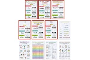 QUARTERHOUSE Verbos españoles y principiantes Vocabularios aulas Variedad carteles, Set de 11, 12 x 18 pulgadas (Set H)