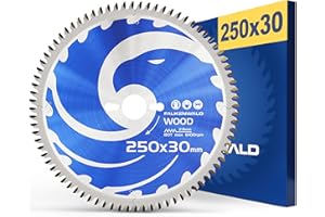 FALKENWALD ® Lame de scie circulaire 250 x 30 mm avec 80 dents en carbure pour bois (WOOD) – Lame de scie circulaire compatible Bosch Makita