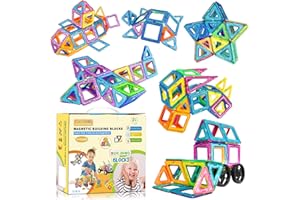 LIVEHITOP Costruzioni Magnetiche Bambini, 65 Pezzi Blocchi Magnetici per Bambini STEM Creatività Educativa Magneti Giocattolo Regalo per Ragazzi Ragazze