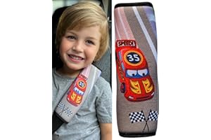 HECKBO 1x Protezione per Cintura di Sicurezza con Motivo Racing - Spallina Imbottita, Cuscino per Auto, Imbottitura per Cintura di Sicurezza per Seggiolini, Copricintura per Bambini e Ragazzi