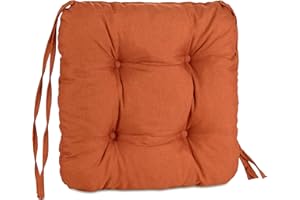 Pillows24 Stuhlkissen 4er Set, Sitzkissen mit Steppung 40x40 cm, Sitzpolster für Outdoor geeignet, Bequemes Sitzpolster mit befestigungs Bändern für Gartenmöbel oder Stuhl (orange)