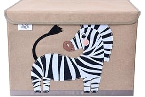 CLCROBD Foldable Kids Large Toy Chest with Flip-Top Lid, Collapsible Fabric Animal Toy Storage Organizer/Bin/Box/Basket/Trunk for Toddler, Children and Baby Nursery (Zebra)
