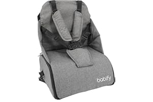 Babify trona de viaje con almacenamiento 2 en 1 - Soft Grey, 1 Unidad (Paquete de 1)