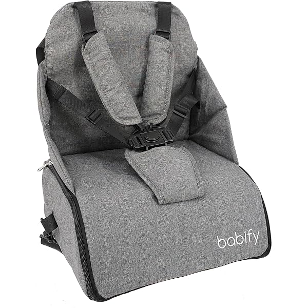 ms Innovations MS 1332 - Booster Bag Stars - Chaise haute de voyage portable, siège bébé souple et rembourré, portable, convertible en sac à dos 2 en 1, unisexe, gris
