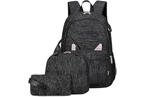 Wadirum Słodki zestaw plecaków dla dziewcząt, nowoczesny zestaw plecaków szkolnych, czarny, Rozmiar uniwersalny,