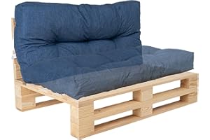 Bananair - Coussin Palette Extérieur Confortable - Tissu Résistant, Anti-UV & Déperlant - Coussin Salon de Jardin Extérieur, Balcon, Terrasse (Taille Polyvalente Assise ou Dossier, 120X60 cm, Bleu)