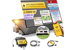 Solakon® 1000W Balkonkraftwerk mit Halterung (Flachdach) - Balkonkraftwerk 800W komplett Steckdose - 800 Watt Wechselrichter - Solaranlage Komplettset - 500W bifaziale Solarmodule inkl. Zubehör