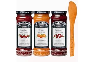 THE BRAMBLE BAY Jams & Preserves bundle includes St. Dalfour Fruit Spreads Strawberry Jam 284g, Orange, Raspberry, Wooden spreader