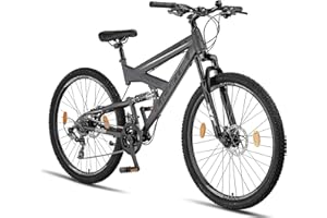 Licorne Bike Strong 2D rower górski klasy premium, 26, 27,5 i 29", dla chłopców, dziewcząt, kobiet i mężczyzn, hamulce tarczowe z przodu i z tyłu, 21 biegów, pełne zawieszenie