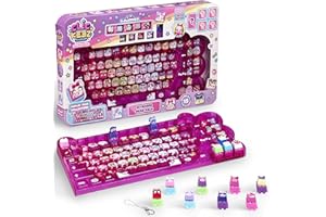 Goliath - CLICKEEZ Keyboard MegaPack - 1 Clavier + 15 Touches Keycaps Cliquables Kawaii + 1 Porte Clés - Keycaps à Clipser - 70 Personnages à Collectionner - Jouet Fidget ASMR - Idée Cadeau dès 6 Ans